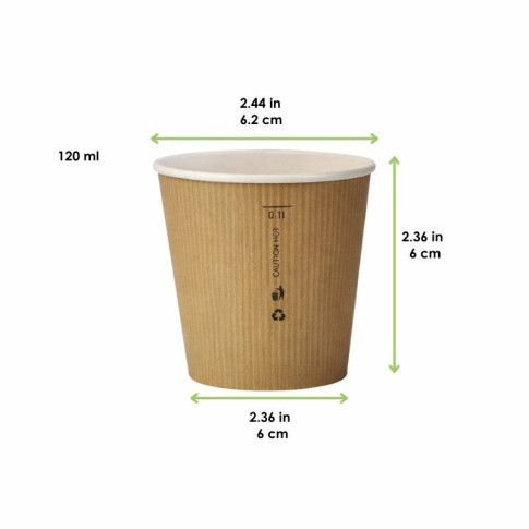 Gobelet Nature Cup en carton kraft brun strié  H60mm 120ml