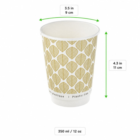 Gobelet en carton brun à double paroi sans matière plastique, Waterbased  H110mm 350ml