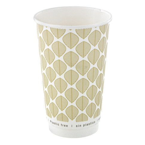 Gobelet en carton brun à double paroi sans matière plastique, Waterbased  H136mm 460ml