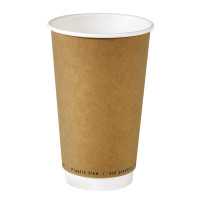 Gobelet en carton brun à double paroi sans matière plastique, Waterbased  H136mm 460ml