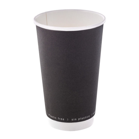 Gobelet en carton noir à double paroi sans matière plastique, Waterbased  H136mm 460ml