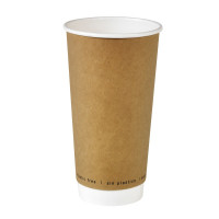 Gobelet en carton brun à double paroi sans matière plastique, Waterbased  H161mm 590ml