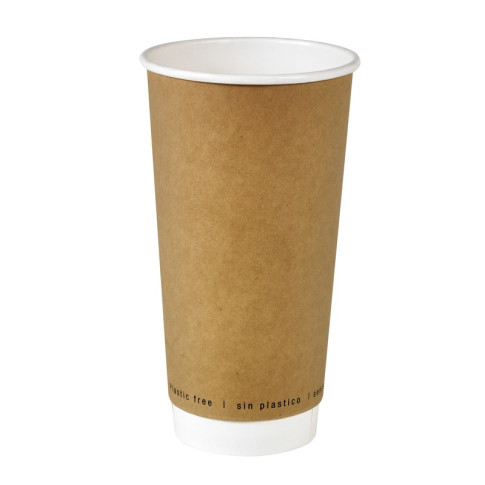 Gobelet en carton brun à double paroi sans matière plastique, Waterbased  H161mm 590ml