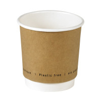Gobelet en carton brun à double paroi sans matière plastique, Waterbased  H62mm 120ml