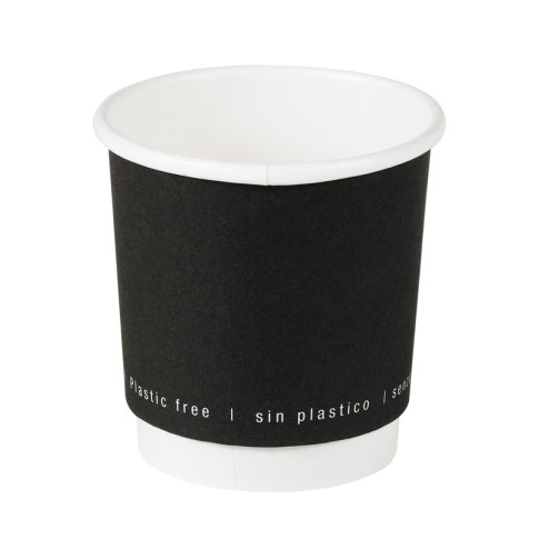 Gobelet en carton noir à double paroi sans matière plastique, Waterbased  H62mm 120ml