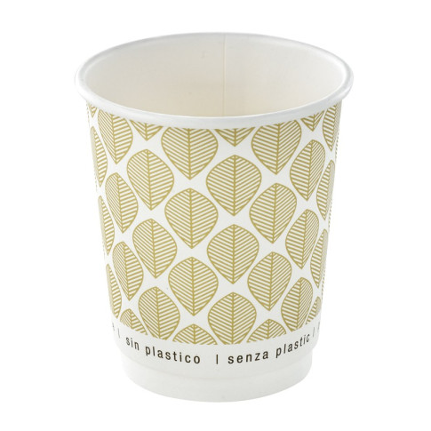 Gobelet en carton brun à double paroi sans matière plastique, Waterbased  H92mm 230ml