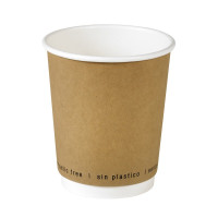 Gobelet en carton brun à double paroi sans matière plastique, Waterbased  H92mm 230ml