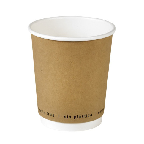 Gobelet en carton brun à double paroi sans matière plastique, Waterbased  H92mm 230ml