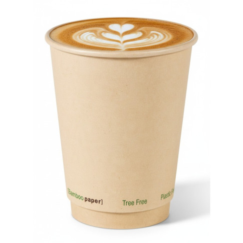 Gobelet brun en carton fibre de bambou à double paroi sans plastique, Waterbased  H110mm 350ml