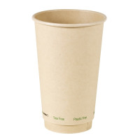 Gobelet brun en carton fibre de bambou à double paroi sans plastique, Waterbased  H136mm 460ml