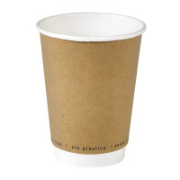 Gobelet en carton kraft brun à double paroi avec laminage PLA   H112mm 340ml