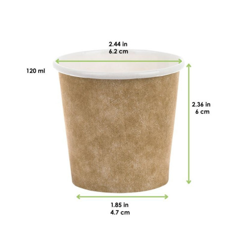 Gobelet blanc imprimé kraft   H60mm 120ml