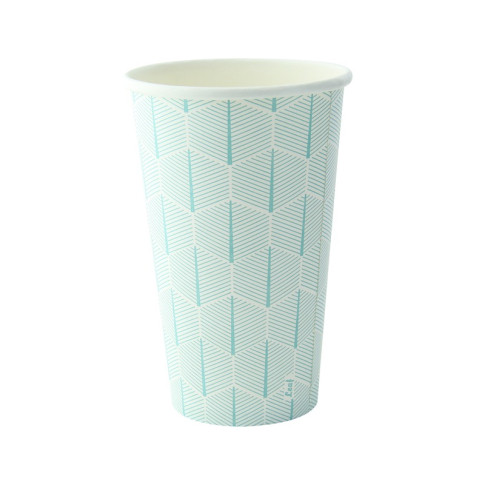 Gobelet carton blanc décor feuille  H137mm 470ml