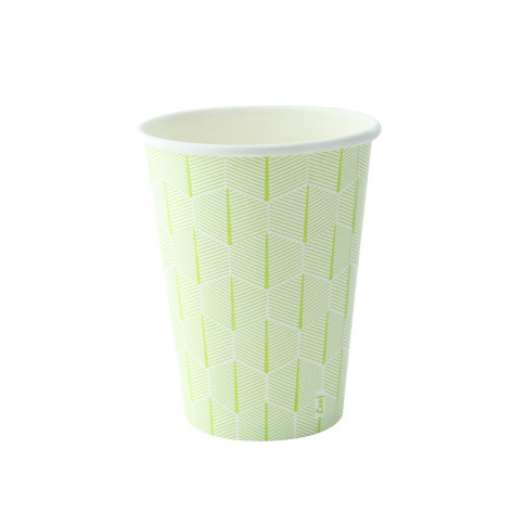Gobelet carton blanc décor feuille  H79mm 180ml