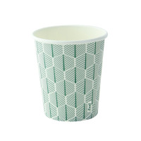 Gobelet carton blanc décor feuille  H92mm 230ml