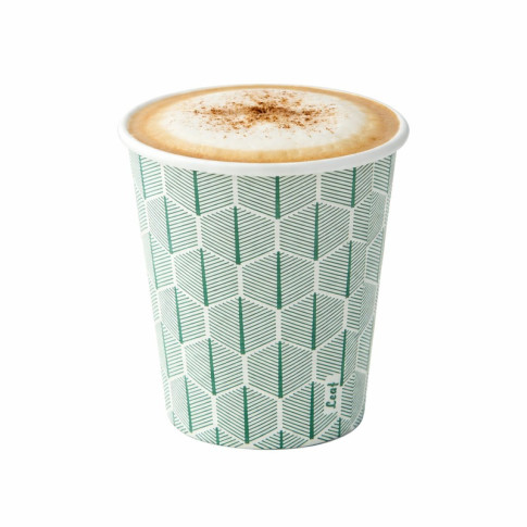 Gobelet carton blanc décor feuille  H92mm 230ml