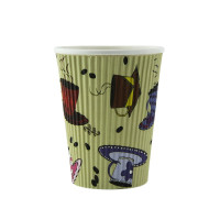 Gobelet carton double paroi décor "Tea Cup"   H108mm 350ml