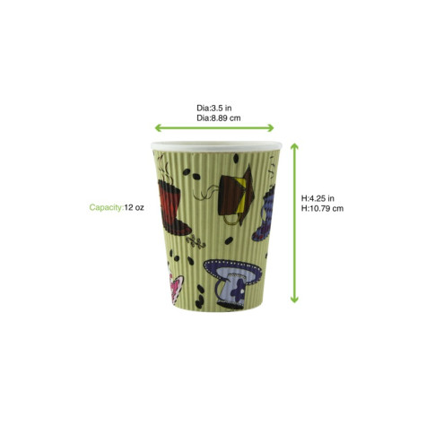 Gobelet carton double paroi décor "Tea Cup"   H108mm 350ml