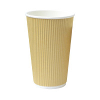 Gobelet Rippley en carton kraft ondulé beige à double paroi  H136mm 450ml