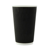 Gobelet carton double paroi noir "Rippley"   H136mm 450ml