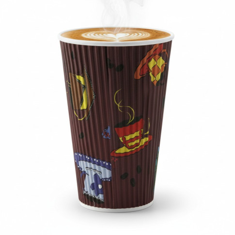 Gobelet carton double paroi décor "Tea Cup"   H135mm 400ml