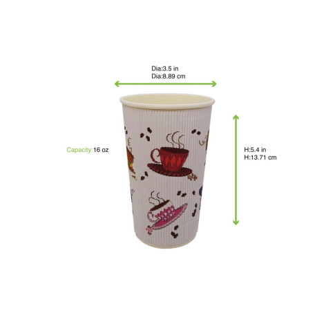 Gobelet carton double paroi décor "Tea Cup"   H135mm 400ml