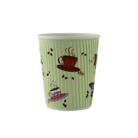Gobelet en carton ondulé beige décor Tea Cup  H93,5mm 230ml