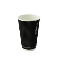 Gobelet carton double paroi noir "Rippley"   H110mm 340ml
