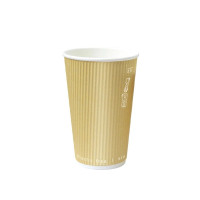 Gobelet Rippley en carton kraft ondulé beige à double paroi  H136mm 470ml