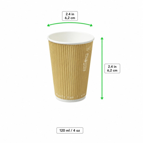 Gobelet carton double paroi beige "Rippley"   H62mm 120ml