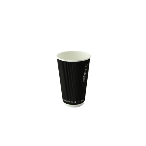 Gobelet carton double paroi noir "Rippley"   H62mm 120ml