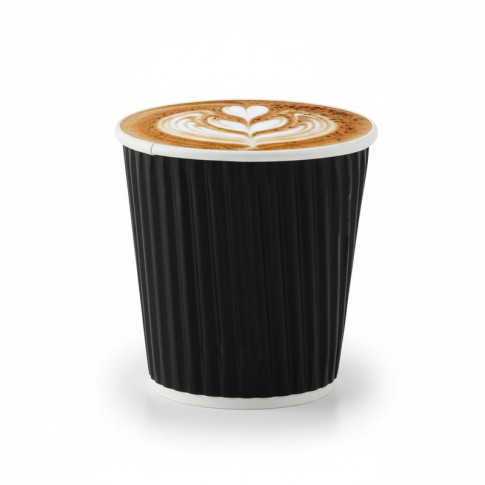 Gobelet carton double paroi noir "Rippley"   H62mm 120ml