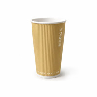 Gobelet Rippley en carton kraft ondulé beige à double paroi  H92mm 230ml