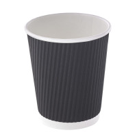 Gobelet Rippley en carton kraft ondulé noir à double paroi  H92mm 230ml