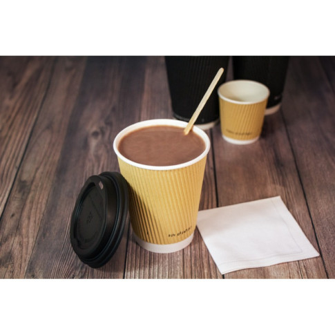 Gobelet Rippley en carton kraft ondulé beige à double paroi sans plastique, Waterbased  H136mm 460ml