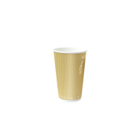 Gobelet Rippley en carton kraft ondulé beige à double paroi sans plastique, Waterbased  H62mm 120ml