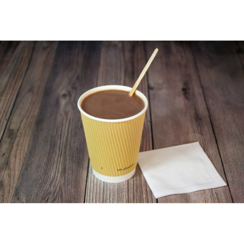 Gobelet Rippley en carton kraft ondulé beige à double paroi sans plastique, Waterbased  H62mm 120ml