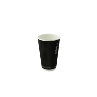 Gobelet Rippley en carton kraft ondulé noir à double paroi sans plastique, Waterbased  H62mm 120ml