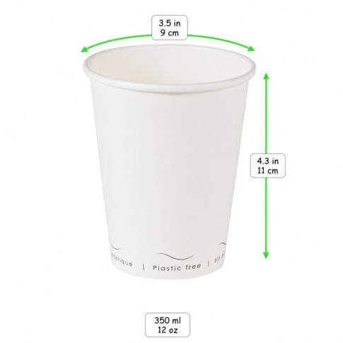 Gobelet Eden blanc en carton sans plastique, Waterbased  H110mm 350ml