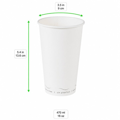 Gobelet Eden blanc en carton sans plastique, Waterbased  H136mm 470ml