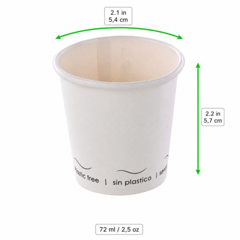 Gobelet Eden blanc en carton sans plastique, Waterbased  H56mm 72ml