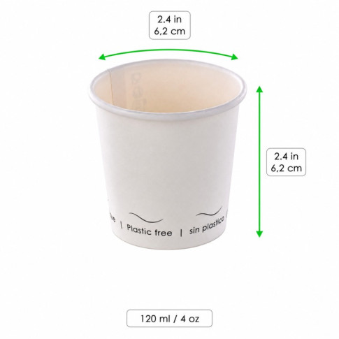 Gobelet Eden blanc en carton sans plastique, Waterbased  H62mm 120ml