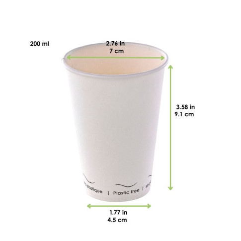 Gobelet Eden blanc en carton sans plastique, Waterbased  H91mm 200ml