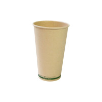 Gobelet beige en carton fibre de bambou sans plastique, Waterbased  H136mm 460ml