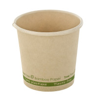 Gobelet beige en carton fibre de bambou sans plastique, Waterbased  H60mm 90ml