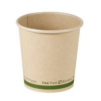 Gobelet beige en carton fibre de bambou sans plastique, Waterbased  H62mm 120ml