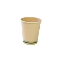 Gobelet beige en carton fibre de bambou sans plastique, Waterbased  H92mm 230ml