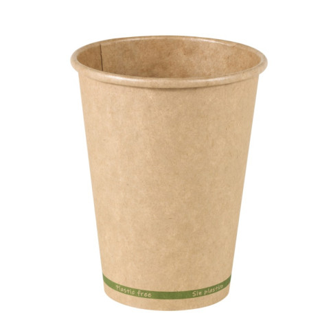 Gobelet Zen en carton kraft brun sans plastique, Waterbased  H110mm 350ml
