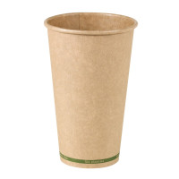 Gobelet Zen en carton kraft brun sans plastique, Waterbased  H136mm 460ml