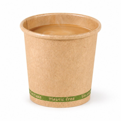Gobelet Zen en carton kraft brun sans plastique, Waterbased  H60mm 90ml